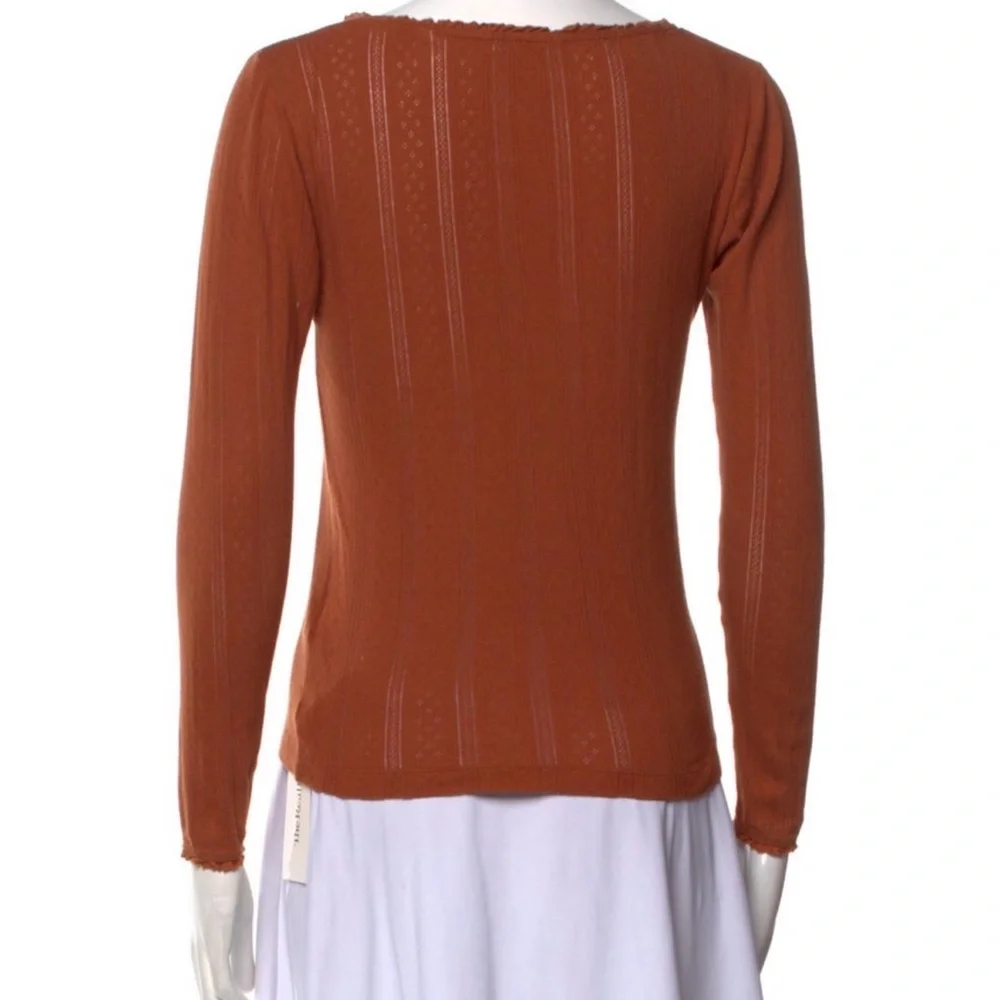 Doen Romy long sleeve pointelle top rust buckeye - S - Picture 4 of 4